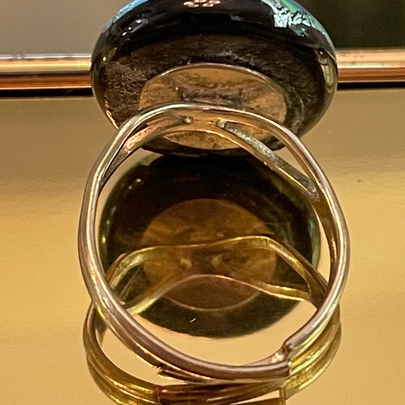 RENAISSANCE FAIR Gorgeous Glass Art Ring Size 7 (but adjustable) - Picture 5 of 12